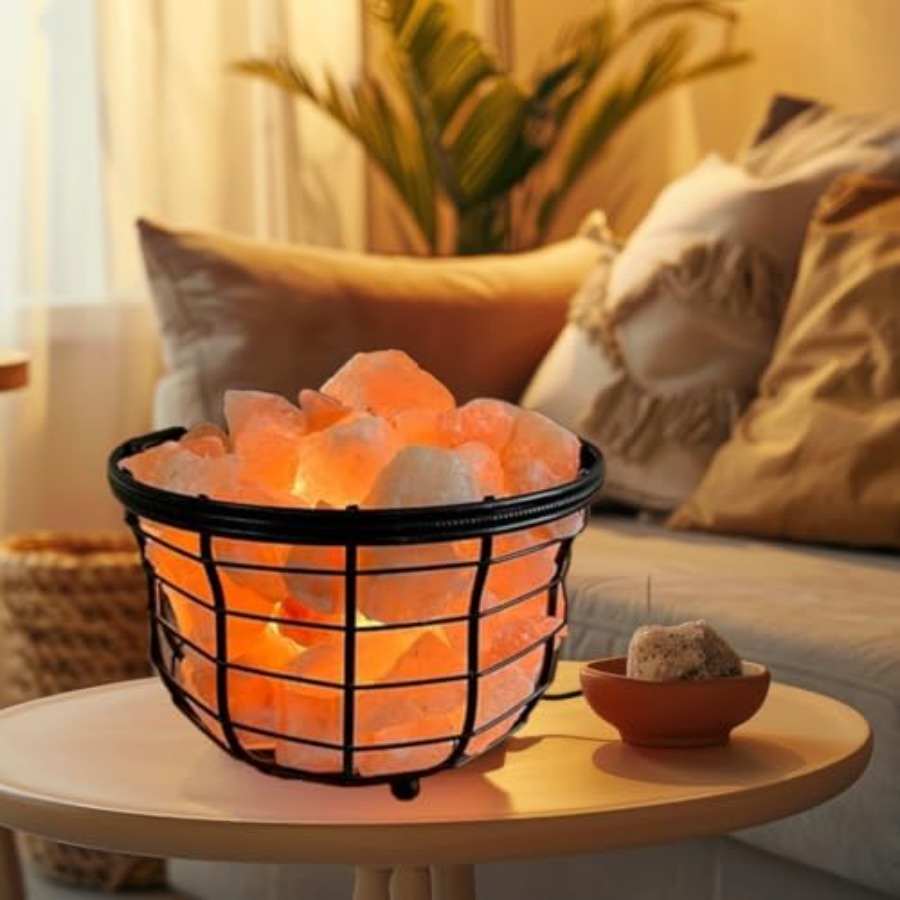 Himalayan Salt Lamp - NB Himalaya-Salzlampe aus Metall mit natürlichen