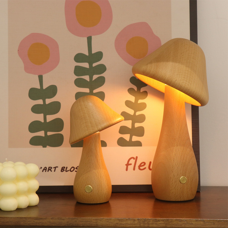 Mushroom Table Lamp - Pilz Tisch lampe Holz Schreibtisch lampen