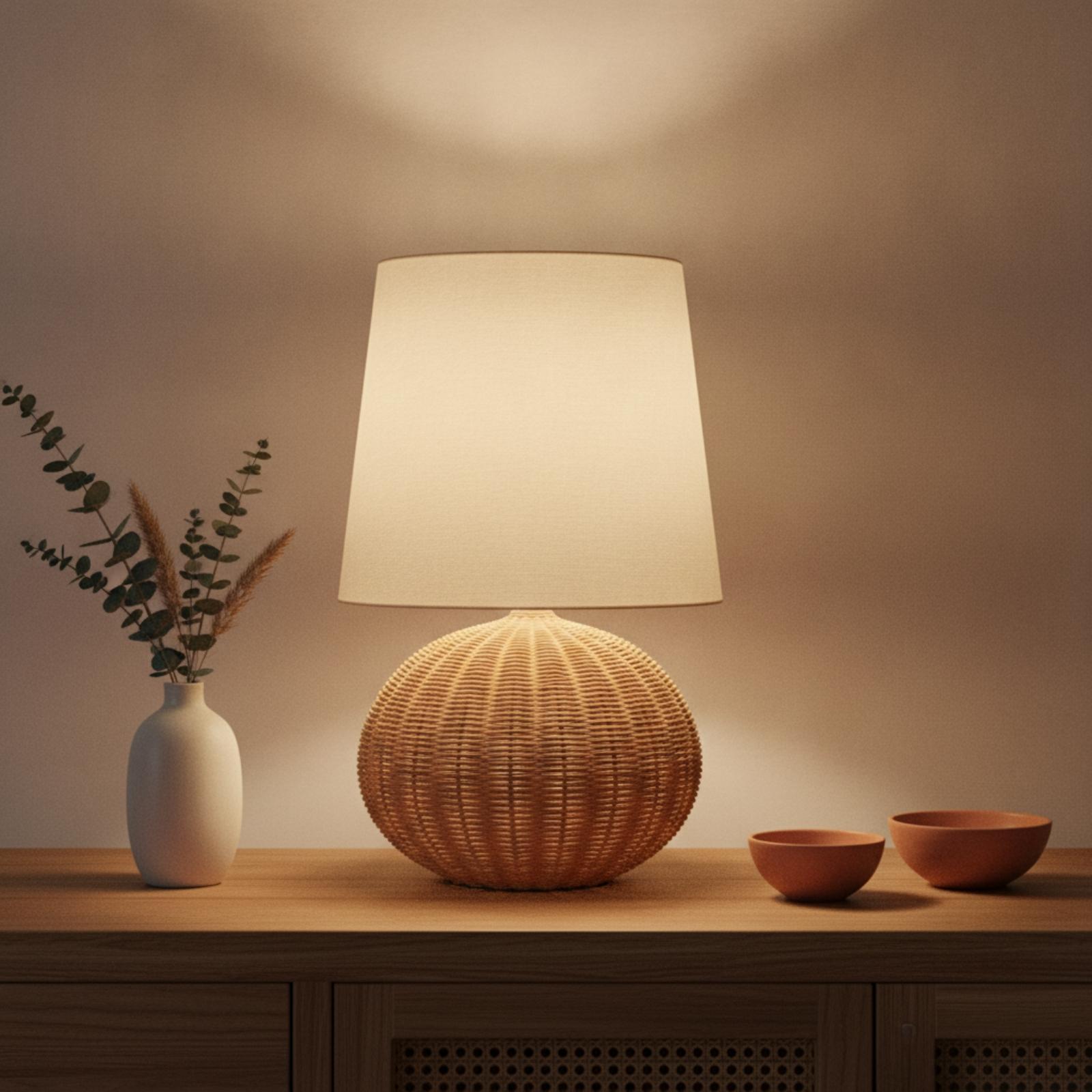 Nachttischlampe mit Rattanfuß  – Lighting Decor Bedroom Bewertung und Preis